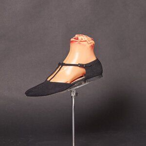1960s T Strap Black Pointy Flats Shoes